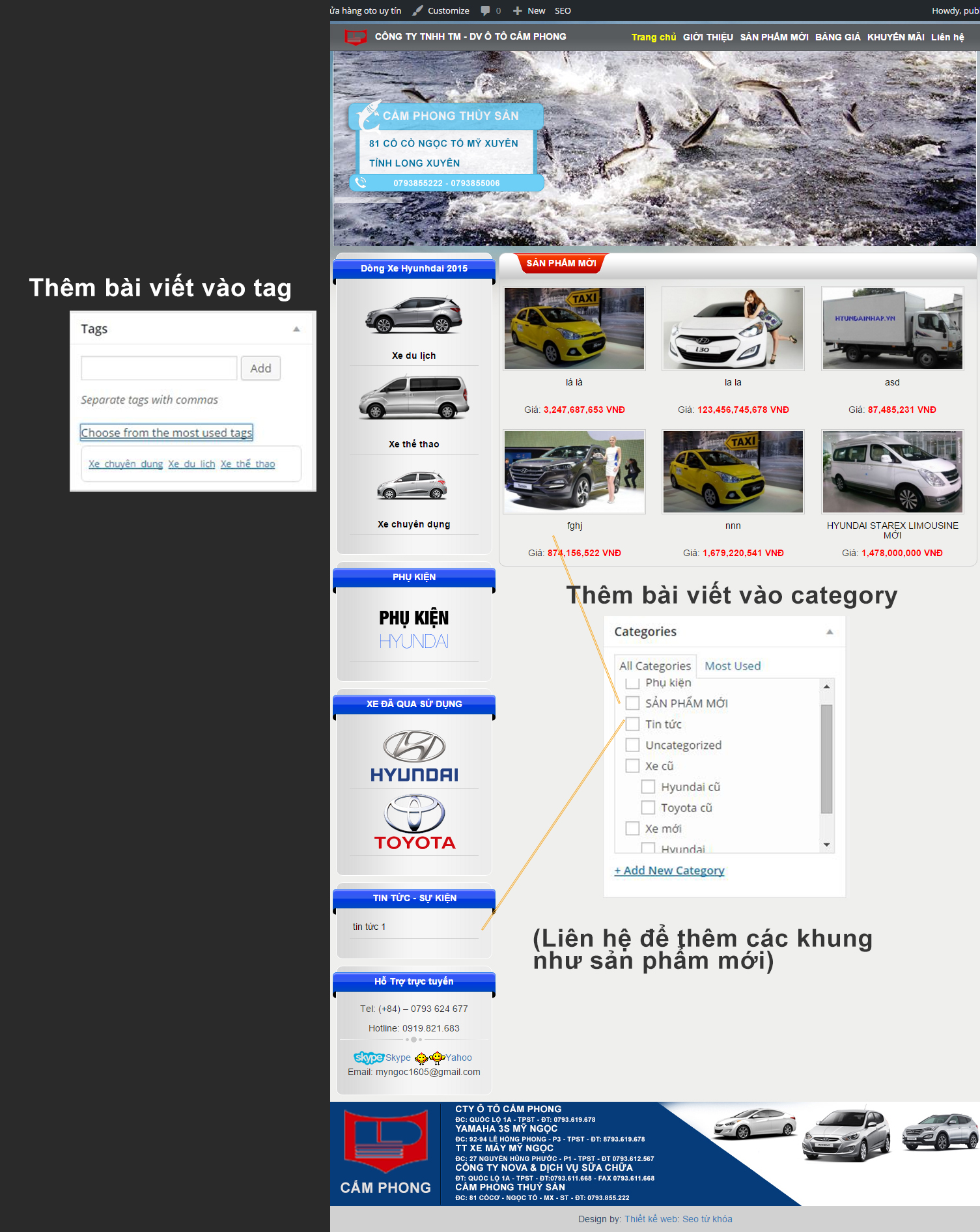Thông tin hướng dẫn admin otocamphong