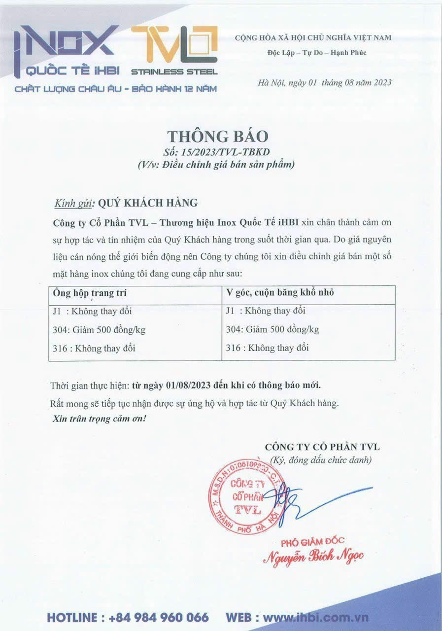 THỊ TRƯỜNG ỐNG HỘP THÉP KHÔNG GỈ GIẢM GIÁ ĐẦU THÁNG 8